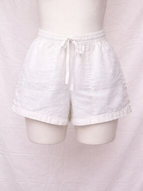J.Crew White Linen Blend Shorts Drawstring Elastic Waist Summer Casual L